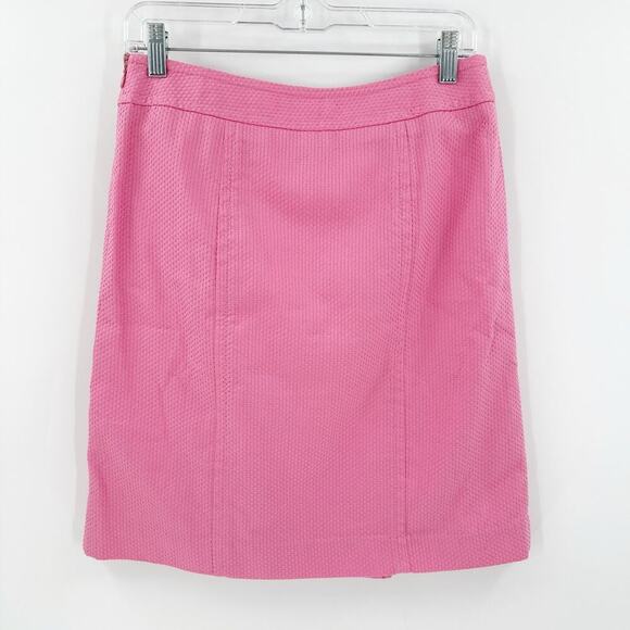 Talbots Pink Cotton Woven Button Front Side Zip Casual A-Line Skirt Size 6P FLAW - Picture 2 of 12